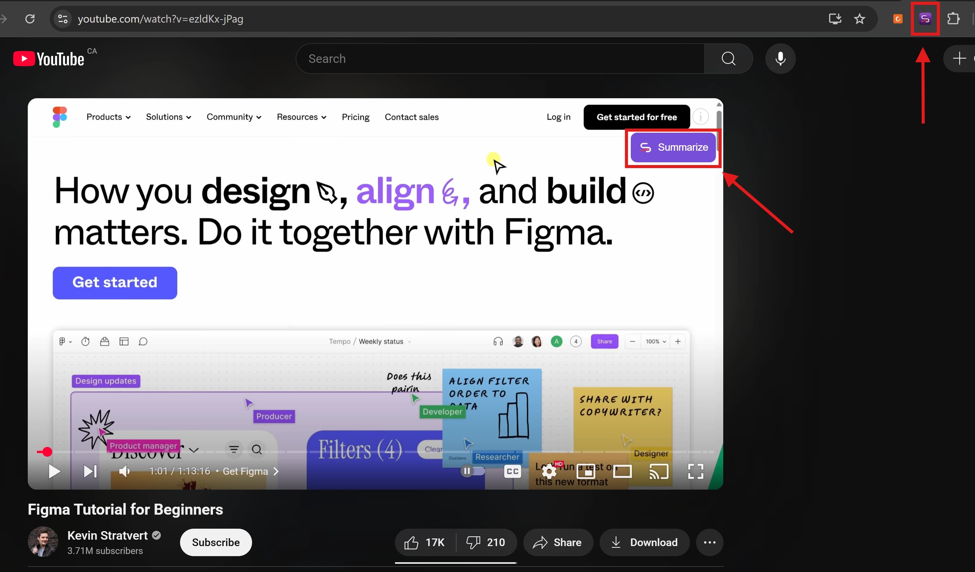 The Shorty browser extension summarizing a YouTube video