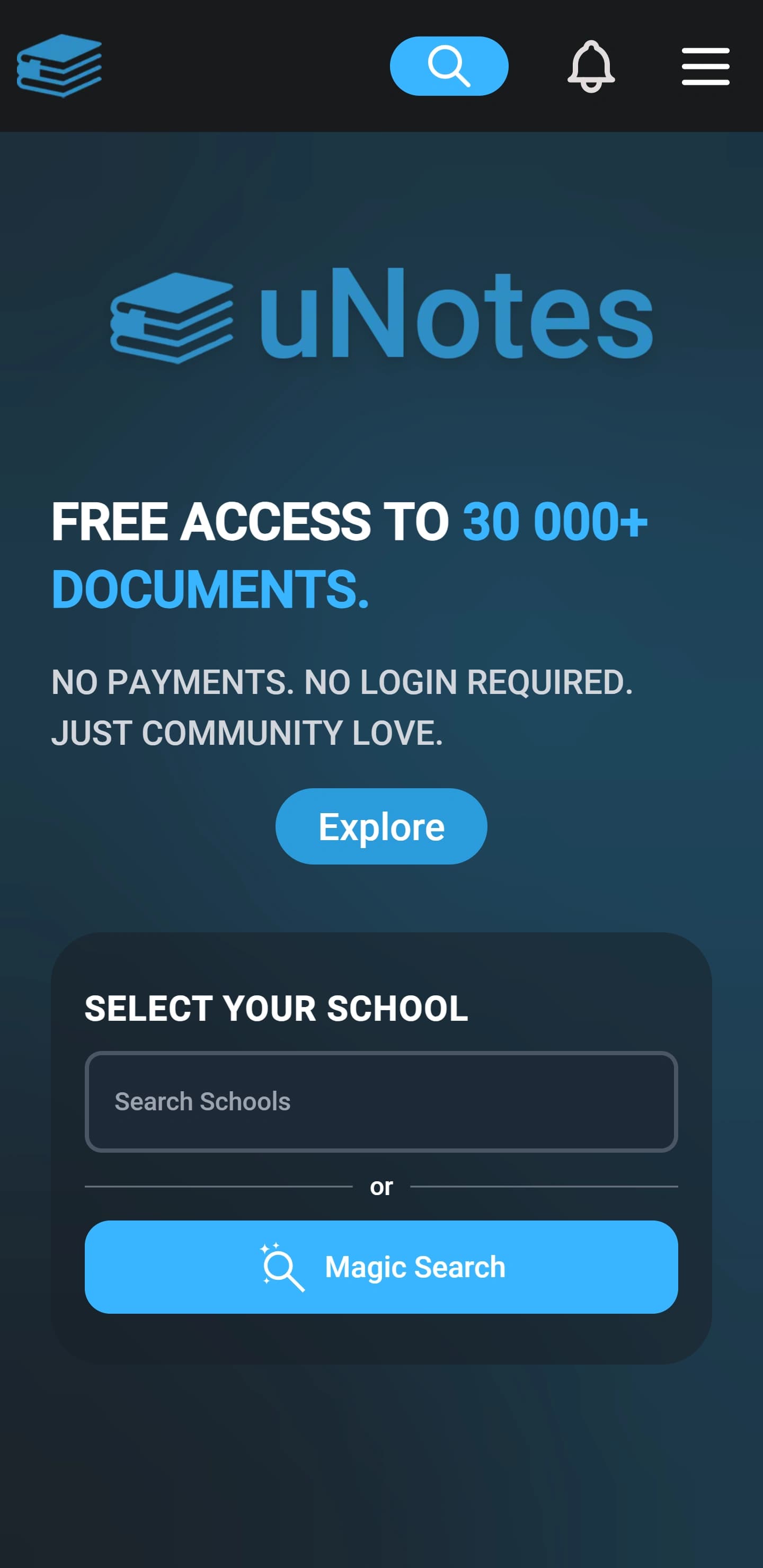 The uNotes mobile app